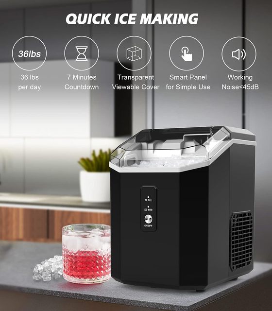 Ice Maker Countertop, Crushed Chewable Ice Maker Machine with  Self-Cleaning, 34Lbs/24H, Pebble Portable Ice Machine with Ice , O -  AliExpress